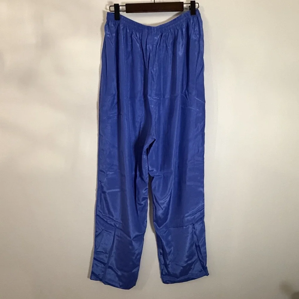 Victoria Secret 2 Piece Purple Satin Pajama Set Women's L Button Up Top & Pants